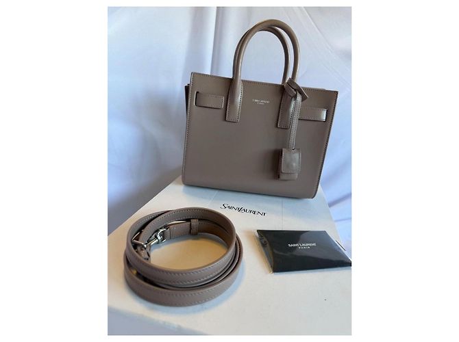 Saint Laurent Sac de Jour Borsa in Pelle - Grigia Grigio - vista 11
