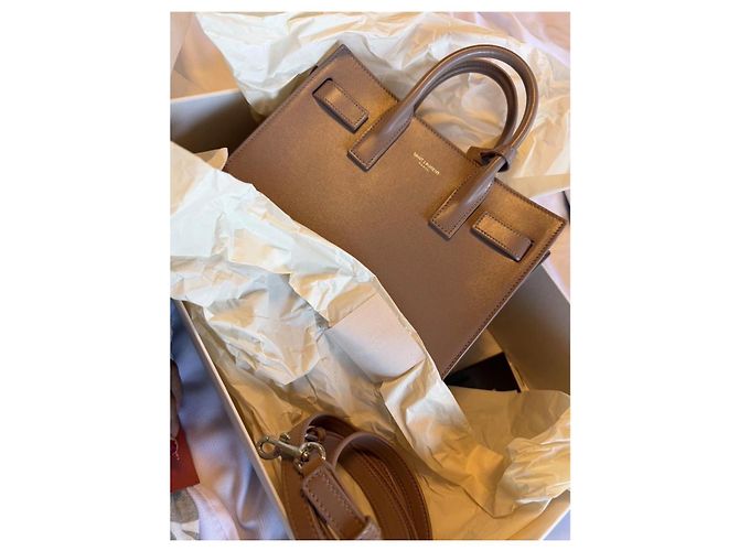 Saint Laurent Sac de Jour Borsa in Pelle - Grigia Grigio - vista 12