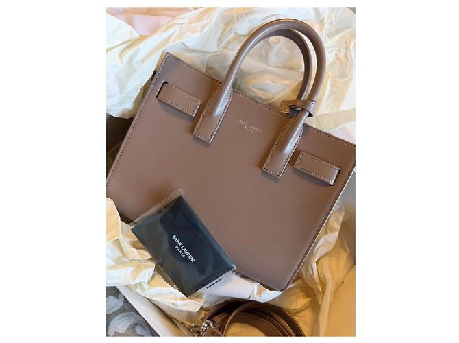 Saint Laurent Sac de Jour Borsa in Pelle - Grigia Grigio - vista 13
