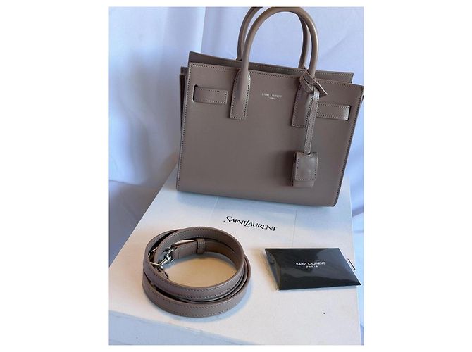 Saint Laurent Sac de Jour Borsa in Pelle - Grigia Grigio - vista 14