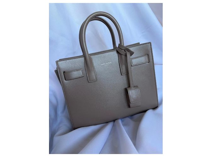 Saint Laurent Sac de Jour Borsa in Pelle - Grigia Grigio - vista 4