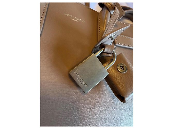 Saint Laurent Sac de Jour Borsa in Pelle - Grigia Grigio - vista 7