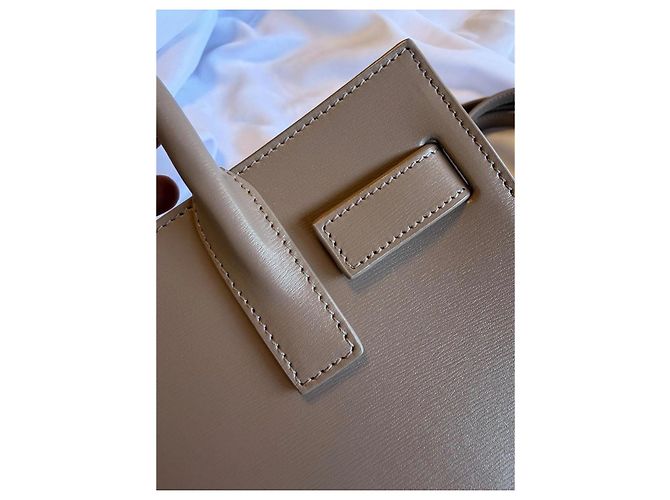 Saint Laurent Sac de Jour Borsa in Pelle - Grigia Grigio - vista 9
