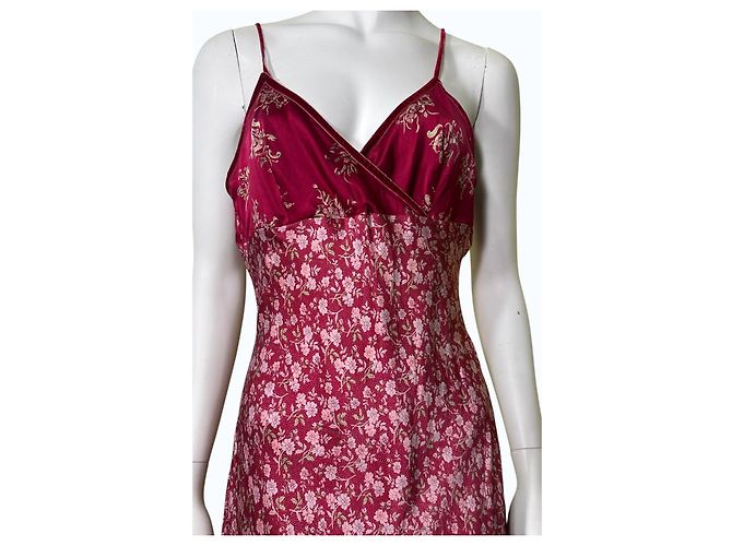 Autre Marque InWear Vestido Midi de Seda con Estampado Floral Rosa Roja - view 2