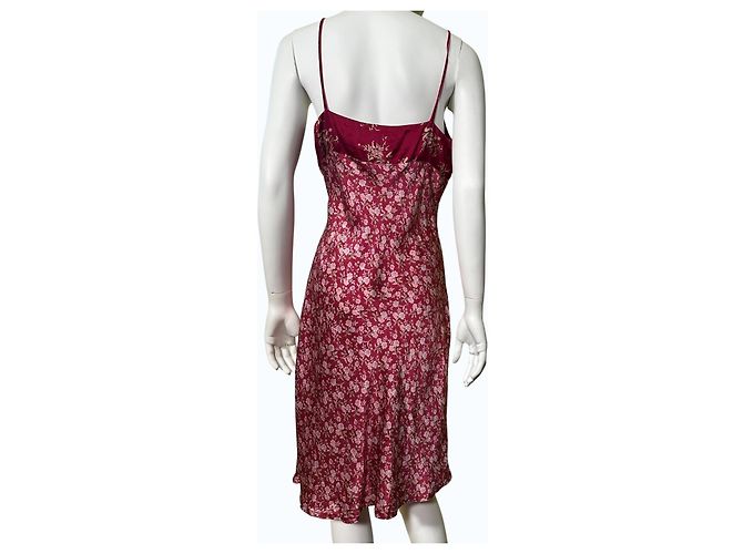 Autre Marque InWear Vestido Midi de Seda con Estampado Floral Rosa Roja - view 3
