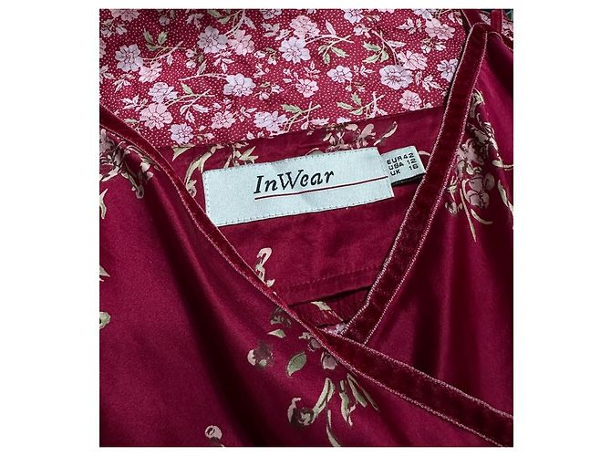 Autre Marque InWear Vestido Midi de Seda con Estampado Floral Rosa Roja - view 4