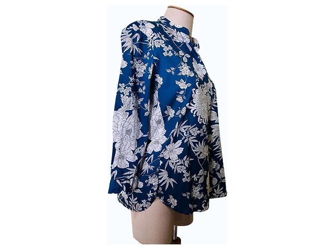 Autre Marque Le Sarte Pettegole Camicia Stampa Floreale Blu Bianco - vista 2