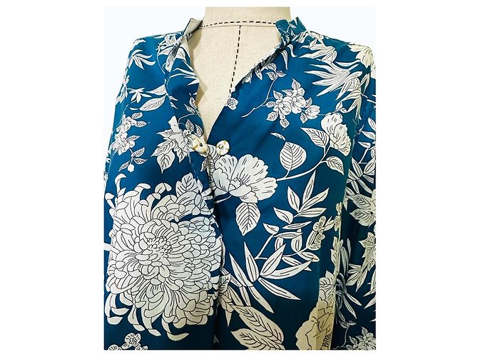 Autre Marque Le Sarte Pettegole Camicia Stampa Floreale Blu Bianco - vista 5