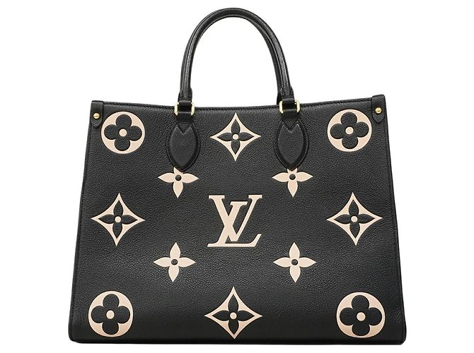 Borsa Tote Louis Vuitton Monogram Empreinte Bicolor OnTheGo MM Nero Beige - vista 11