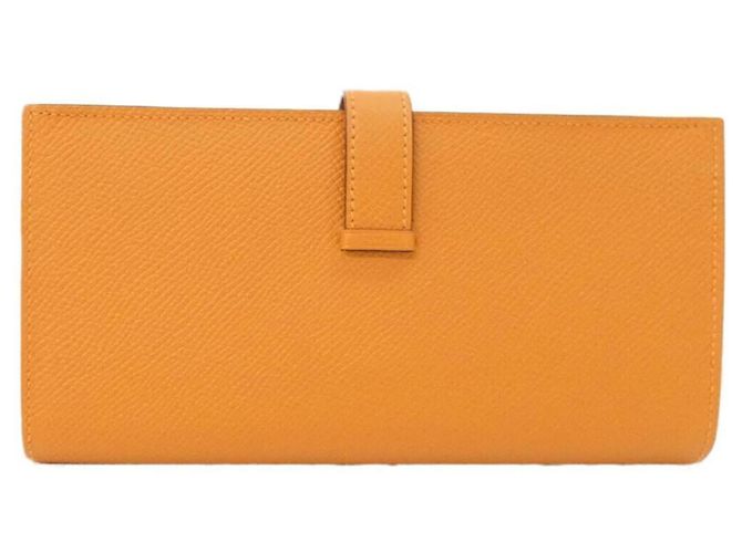 Cartera Hermès Bearn Soufflé en cuero Epsom Naranja - vista 2