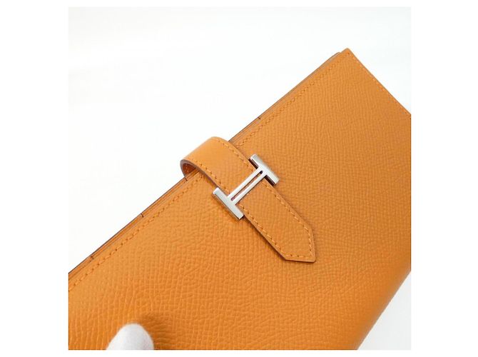 Cartera Hermès Bearn Soufflé en cuero Epsom Naranja - vista 6