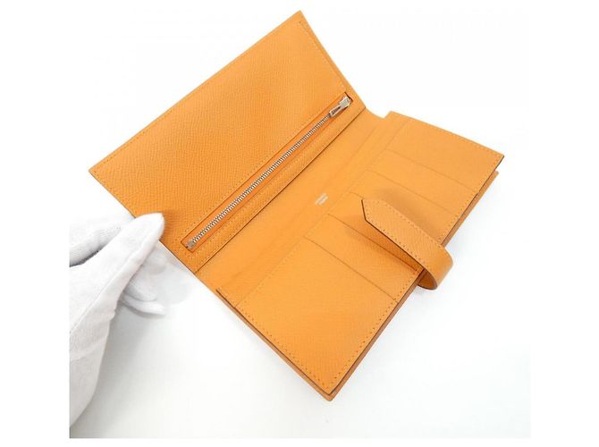 Cartera Hermès Bearn Soufflé en cuero Epsom Naranja - vista 7