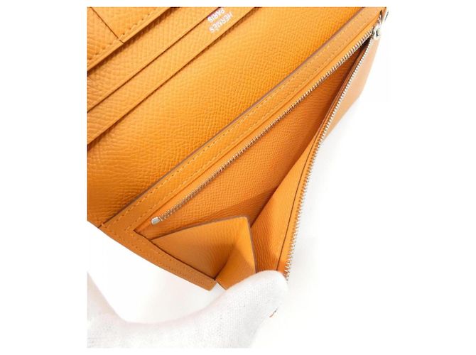 Cartera Hermès Bearn Soufflé en cuero Epsom Naranja - vista 8