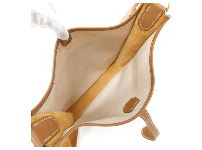 Hermès Borsa a Spalla Hermes Evelyne 3 PM Beige D'oro Crudo - vista 7