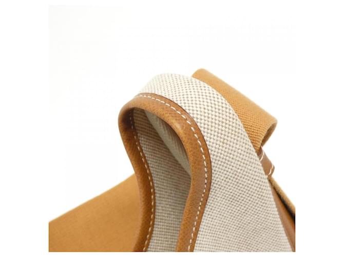 Borsa Hermès Saco oro in pelle e tela D'oro - vista 4