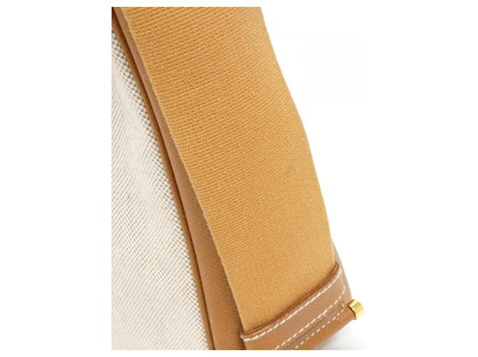 Borsa Hermès Saco oro in pelle e tela D'oro - vista 5