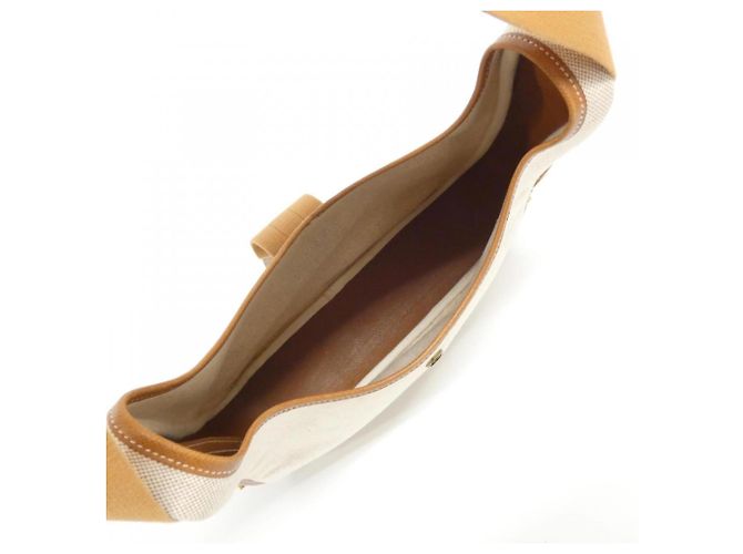 Borsa Hermès Saco oro in pelle e tela D'oro - vista 6