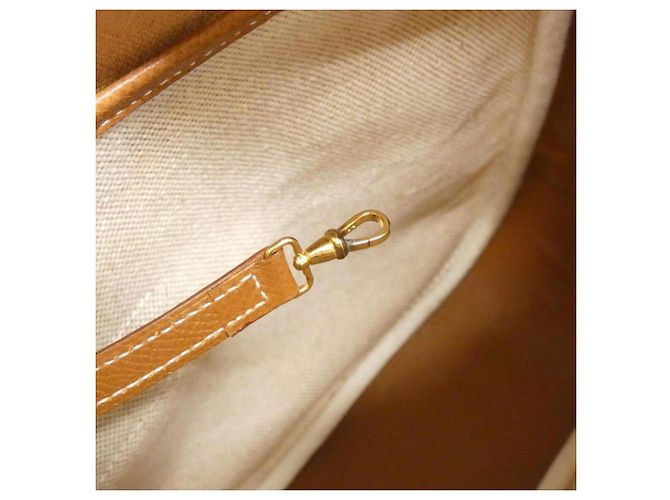 Borsa Hermès Saco oro in pelle e tela D'oro - vista 7