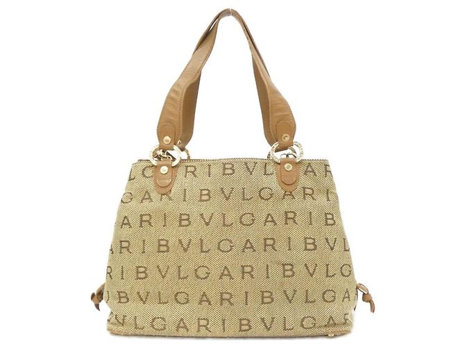 Bulgari Borsa a tracolla in tela beige e marrone Bvlgari - vista 2