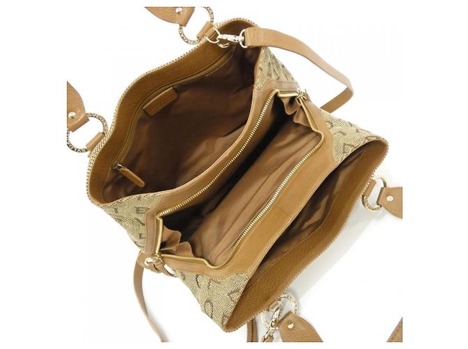 Bulgari Borsa a tracolla in tela beige e marrone Bvlgari - vista 9