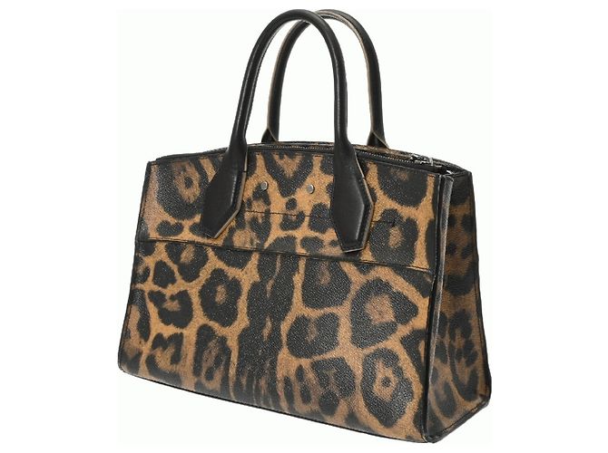 Borsa Louis Vuitton City Steamer stampa leopardata Marrone Nero - vista 3