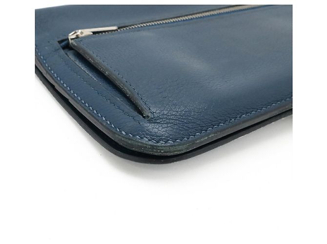 Hermès Dogon Rect Verso langer Bifold-Geldbeutel Blau - Ansicht 4