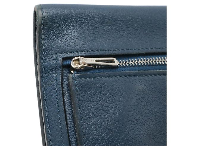 Hermès Dogon Rect Verso langer Bifold-Geldbeutel Blau - Ansicht 6