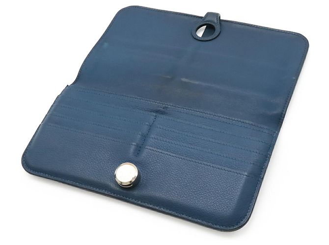 Hermès Dogon Rect Verso langer Bifold-Geldbeutel Blau - Ansicht 7
