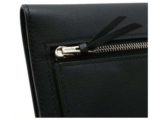 Hermès Dogon Rect Verso langer Klapperbörse aus schwarzem Swift-Leder - Ansicht 7