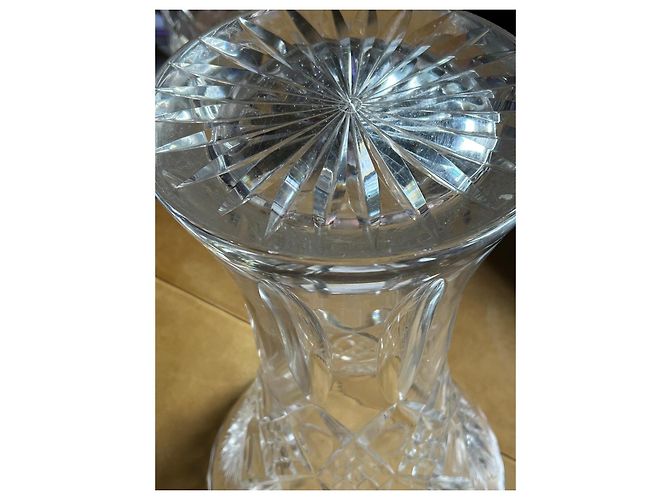 Autre Marque Cristaux de France Geometric Cut Crystal Vase White - view 13