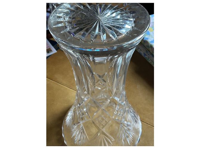 Autre Marque Cristaux de France Geometric Cut Crystal Vase White - view 15