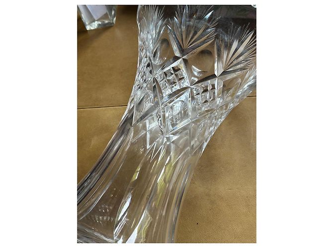 Autre Marque Cristaux de France Geometric Cut Crystal Vase White - view 18