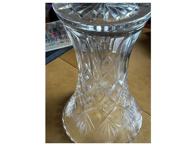 Autre Marque Cristaux de France Geometric Cut Crystal Vase White - view 3
