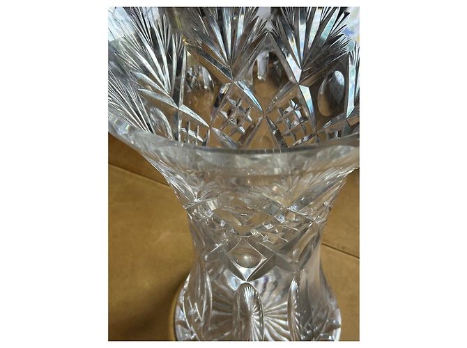 Autre Marque Cristaux de France Geometric Cut Crystal Vase White - view 4