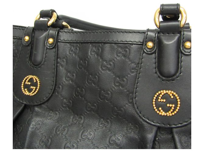 Gucci Guccissima Handtasche aus Leder in Scarlet mit Interlocking G Schwarz - Ansicht 8