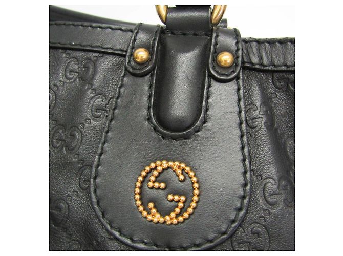 Gucci Guccissima Handtasche aus Leder in Scarlet mit Interlocking G Schwarz - Ansicht 9