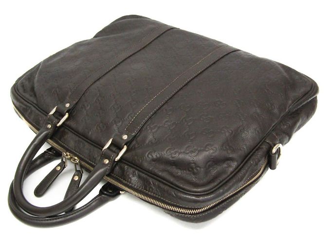 Valigetta in pelle Gucci Guccissima Marrone scuro - vista 5