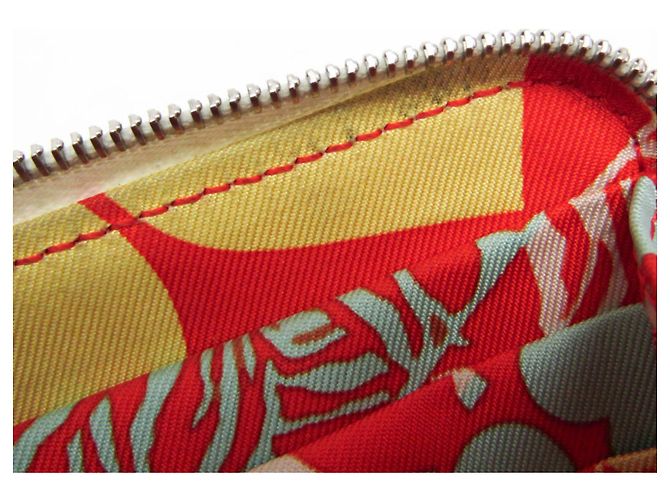 Hermès Hermes Azap Seiden-Kleingeldbeutel Kompaktformat Weiß Orange - Ansicht 13