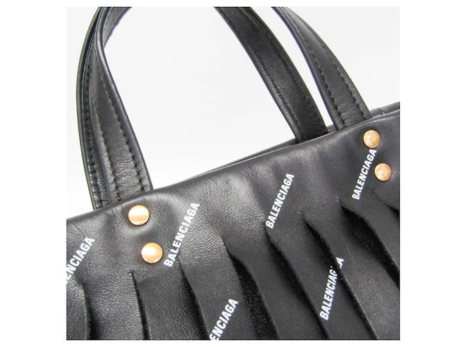 Borsa Balenciaga Laundry Cabas XS Fringe Nero - vista 13