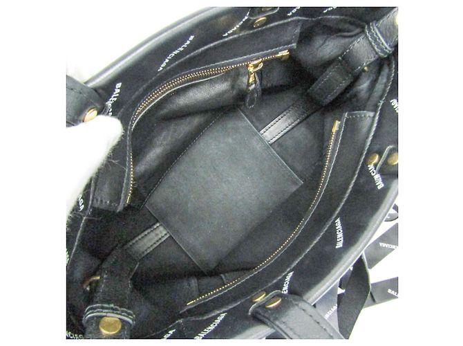 Borsa Balenciaga Laundry Cabas XS Fringe Nero - vista 3