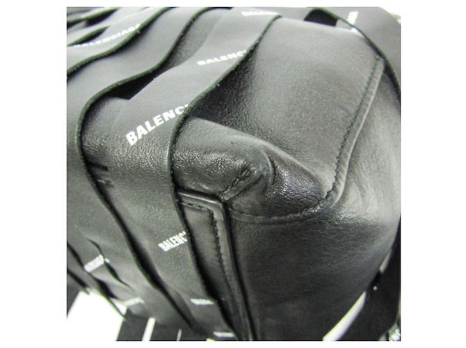 Borsa Balenciaga Laundry Cabas XS Fringe Nero - vista 4