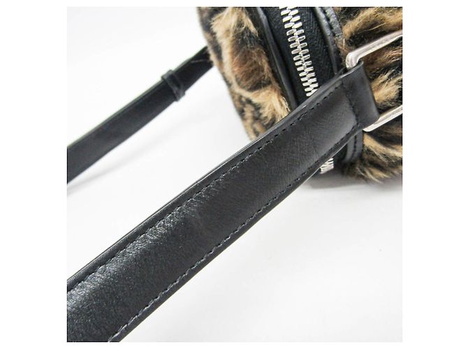 Céline Celine Fluffy Box Leopard Schultertasche Schwarz Beige - Ansicht 10