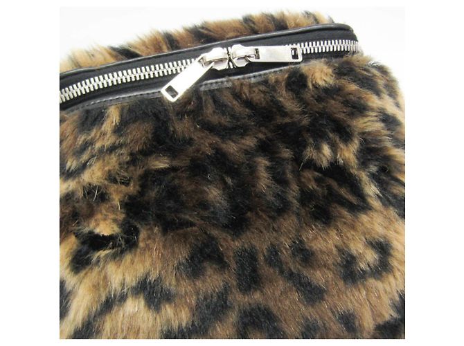 Céline Celine Fluffy Box Leopard Schultertasche Schwarz Beige - Ansicht 15