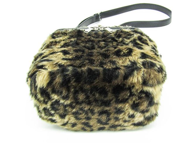 Céline Celine Fluffy Box Leopard Schultertasche Schwarz Beige - Ansicht 4