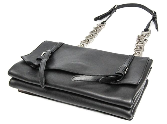 Double Borsa a tracolla con doppia patta e catena Prada Nero - vista 2