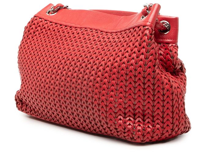 Tote Chanel Red Woven Caviar CC Charm Rosso - vista 2