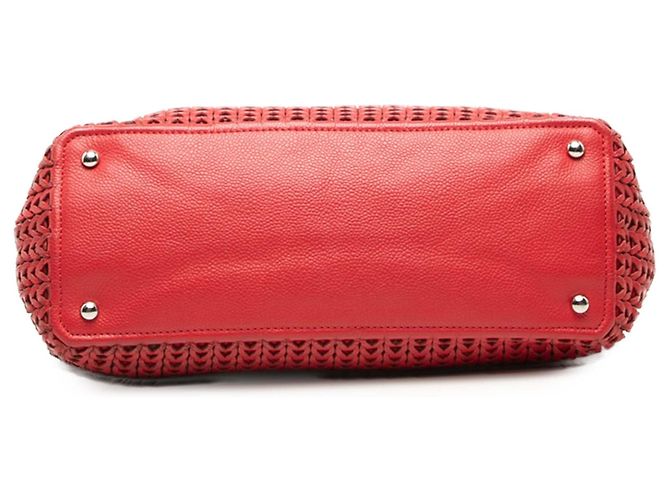 Tote Chanel Red Woven Caviar CC Charm Rosso - vista 3