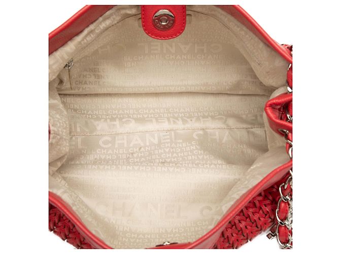 Tote Chanel Red Woven Caviar CC Charm Rosso - vista 4