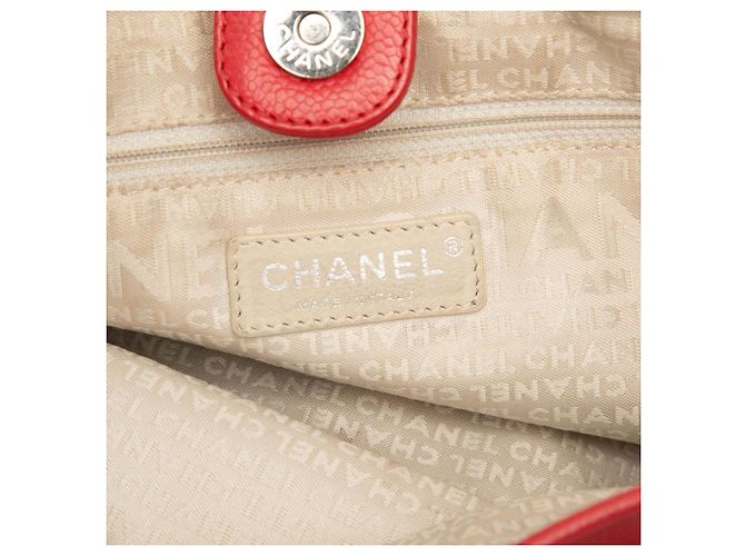 Tote Chanel Red Woven Caviar CC Charm Rosso - vista 5