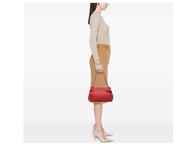 Tote Chanel Red Woven Caviar CC Charm Rosso - vista 7